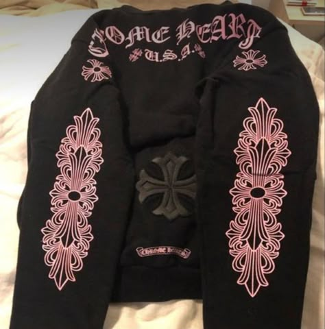 Chrome Hearts Hoodie, Concept Clothing, Black Chrome, Leather Cross, Chrome Hearts, Dream Clothes, Fashion Killa, Black Hoodie, Pink Black