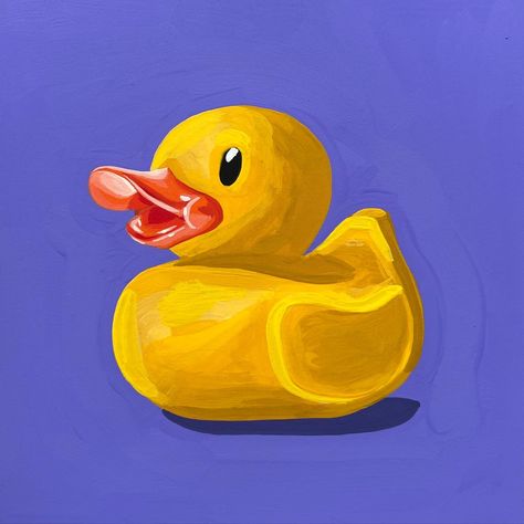 Follow @rachelpatrickart on Instagram for more art :) Yellow Duck Painting, Rubber Ducky Painting, Rubber Duck Illustration, Rubber Duck Aesthetic, Rubber Duck Painting, Rubber Duck Art, Gouache Studies, Rubber Duck Drawing, Duck Illustration