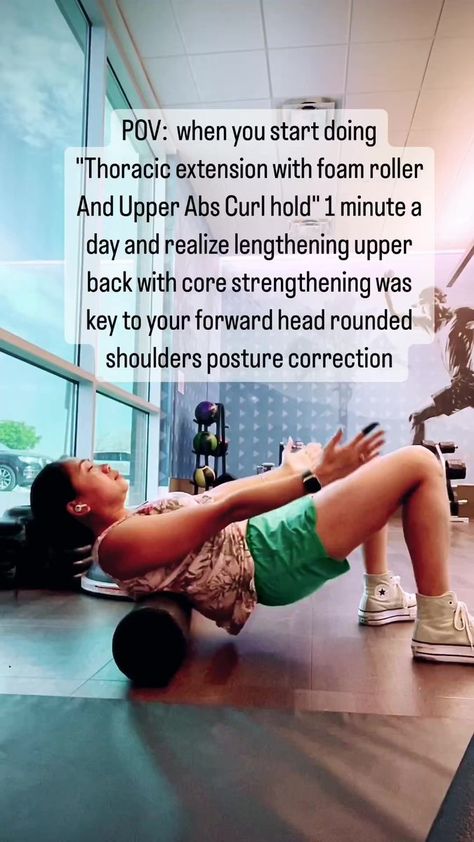 Forward Head Posture Correction, Better Posture Exercises, Forward Head Posture Exercises, Posture Correction Exercises, Shoulder Posture, Roller Workout, Movement Fitness, Upper Abs, Forward Head Posture