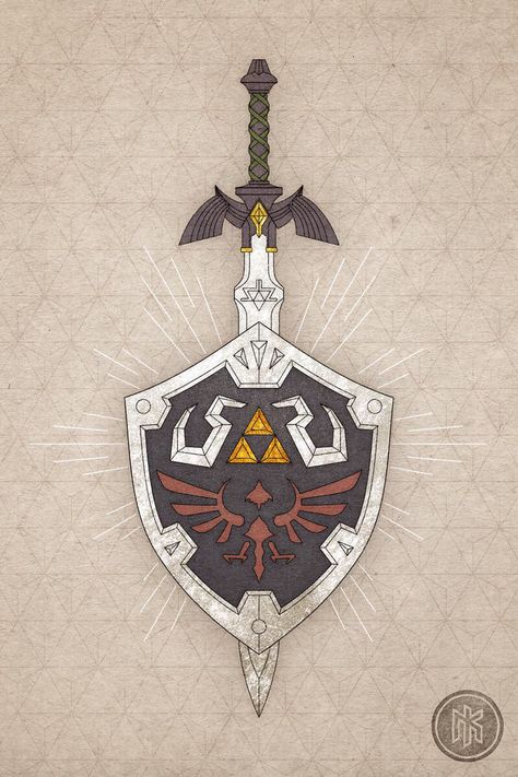 Dark Link Zelda Tattoo, Retro Video Game Tattoo, Hyrule Shield Tattoo, Zelda Shield Tattoo, Hylian Shield Tattoo, Legend Of Zelda Tattoo Ideas, Zelda Tattoo Ideas, Legend Of Zelda Tattoo, Triforce Design