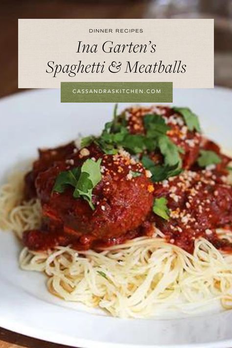 Meatball Recipes Ina Garten, Inna Garten Recipes, Ina Garten Spaghetti And Meatballs, Ina Garden Spaghetti And Meatballs, Ina Garden Meatball Recipe, Anne Burrell Meatballs, Ina Garten Meatballs, Spaghetti Meatballs Recipe, Spaghetti Meatball Recipes