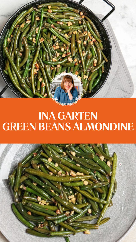 Ina Garten Green Beans Almondine Ina Garten Green Beans Gremolata, Ina Garden Green Beans, Ina Garten Green Beans, Green Beans Almandine, Green Beans Almondine Joanna Gaines, Green Beans And Almonds Recipe, Green Bean Almondine Recipe, Green Beans And Almonds, Green Beans Amandine