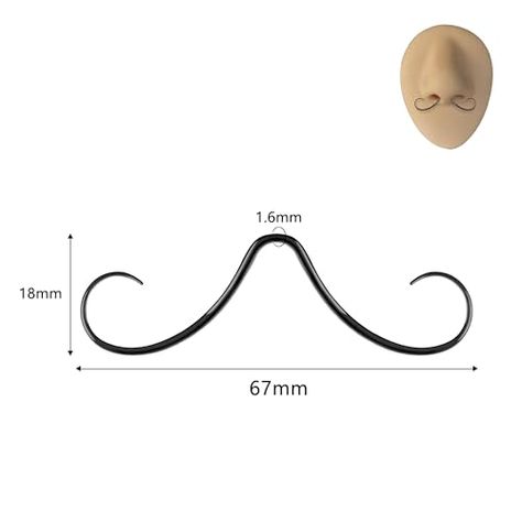 6ixGosh 14G Mustache Septum Ring, 316L Surgical Steel Septum Mustache Nose Ring Piercing Jewelry, Septum Piercing Hanger, Black Mustache Nose Ring, Mustache Septum Ring, Septum Mustache, Ring Piercing, Septum Piercing, Piercing Jewelry, Septum Ring, Nose Ring, Women's Fashion