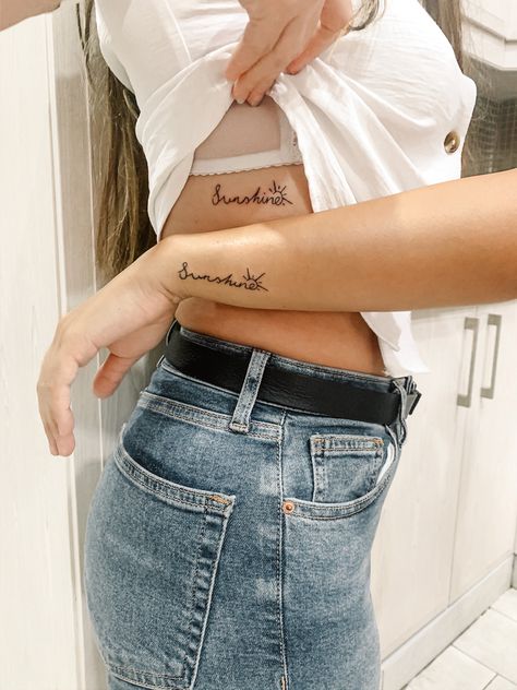 Sunshine Tattoo, Sun Beautiful, Fonts Script, Best Friend Tattoos, Matching Tattoos, Tattoos With Meaning, Hair And Nails, Tattoo Quotes, Art Tattoo