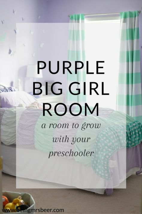 A sweet purple room for a toddler or preschooler - a room that will grow with your child on a budget! Includes sources! Lilac Bedroom Ideas Kids, Toddler Girl Bedroom Purple, Toddler Purple Bedroom, Be Our Guest Bedroom, Purple Toddler Bedroom, Purple Toddler Room, Purple Kids Room, Isabel Rose, Purple Girls Bedroom