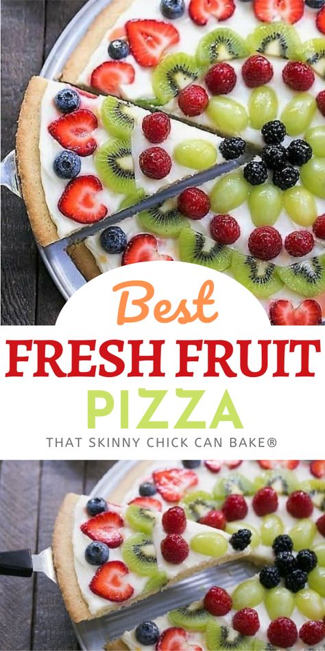 Fruit Pizza Frosting Recipe, Easy Fruit Pizza Sugar Cookie, Cookie Pizza Fruit, Recipe For Fruit Pizza, Fruit Cookie Pizza, Fruit Pizza With Cream Cheese, Homemade Fruit Pizza, Pizza With Cream Cheese, Fresh Fruit Pizza