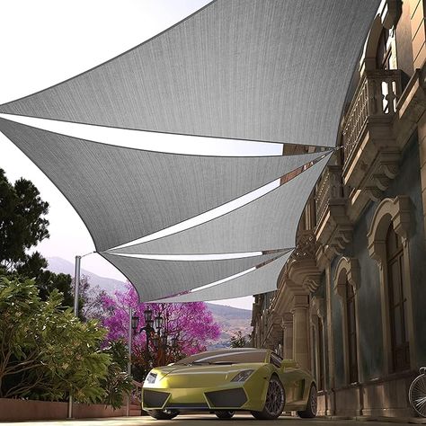 Amazon.com : Royal Shade 24' x 24' x 33.9' Grey Right Triangle Sun Shade Sail RS-SLT, 95% UV Blockage, 200GSM Commercial Standard Heavy Duty, Water & Air Permeable Canopy Mesh for Patio (We Make Custom Sizes) : Patio, Lawn & Garden Shade Sail Installation, Sail Canopy, Triangle Sun Shade, Fabric Screen, Sail Canopies, Sun Shade Sail, Outdoor Shelters, Right Triangle, Fabric Canopy