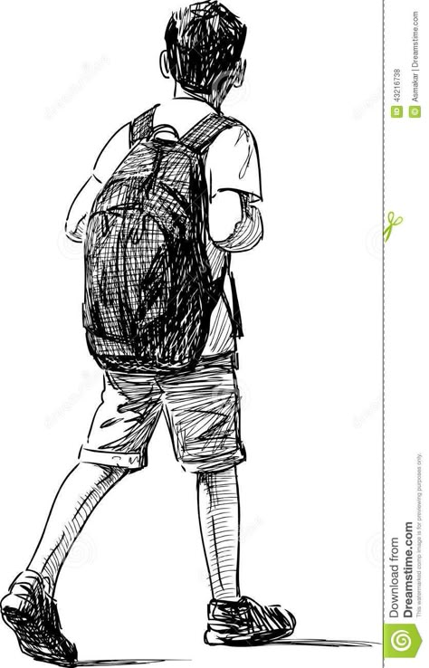 Backpack Drawing, Back Drawing, Human Sketch, Pen Art Work, Human Figure Sketches, Person Drawing, Pen Art Drawings, 얼굴 그리기, Sketches Of People