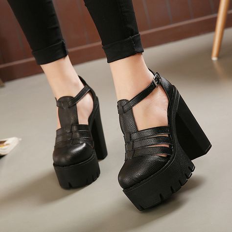 Hot selling 2015 new summer fashion high platform sandals women casual ladies shoes China Black and White Size EUR 35 to 39-in Women's Sandals from Shoes on Aliexpress.com | Alibaba Group High Platform Shoes, Gothic Shoes, Elegant Sandals, Ankle Strap Shoes, Elegant Shoes, Winter Shoes, Sandal Fashion, Toms Shoes, Nubuck Leather