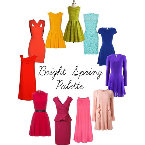 Bright Spring Clothes, Clear Spring Palette, Warm Spring Outfits, Bright Spring Colors, Wedding Guest Outfit Spring, Clear Spring, Spring Red, Spring Palette, Spring Color Palette