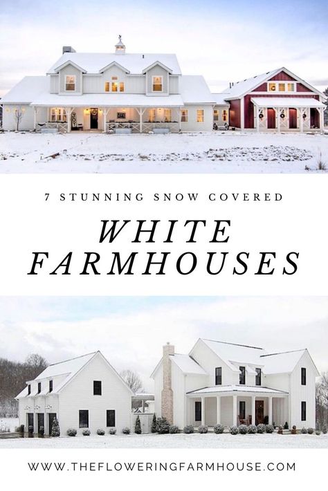 White Farmhouse Roof Color, Farmhouse Chimney Exterior, All White Farmhouse Exterior, White Metal Roof House, White Farm Houses, Big White House Farmhouse, All White Farmhouse, White Barndominium Exterior, Farmhouse Addition Ideas