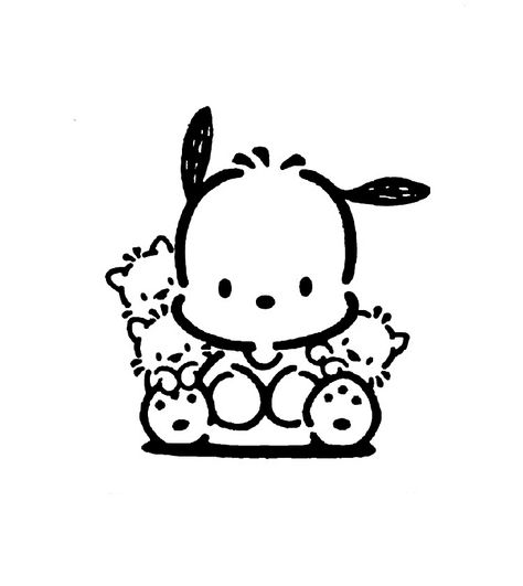 Black And White Sanrio Poster, Sanrio Characters Black And White, Sticker Printable Black And White, Cute Black And White Icons, Pochacco Black And White, Miffy Black And White, Black And White Doodles Aesthetic, Cute Black And White Stickers, Sanrio Black And White