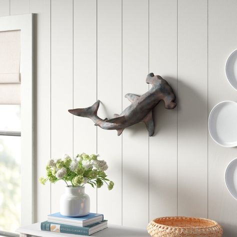 Beachcrest Home Naman Decorative Acus Hammerhead Shark Statue & Reviews | Wayfair Shark Home Decor, Wall Shark, Shark Bathroom Decor, Shark Statue, Shark Wall Decor, Shark Decorations, Shark Room, Shark Sculpture, Shark Painting