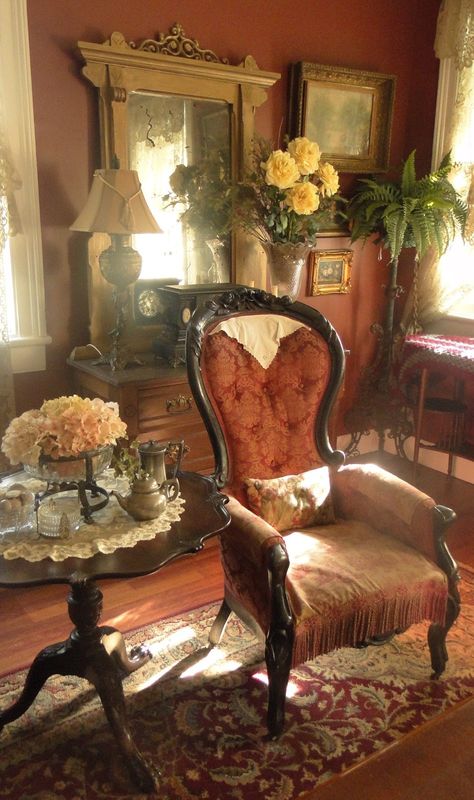 1880s Bedroom Aesthetic, Gothic Victorian Interior Design, Updated Victorian Interior, Vampire Bedroom Aesthetic Victorian, Country Victorian Decor, Victorian Era Apartment, Victorian Bedroom With Antiqur Handbags, Messy Victorian Room, Victorian Gothic Decor