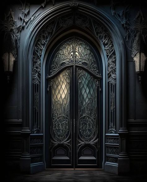 Scary Door, Door Tattoo, Dnd Locations, Gothic Manor, Gothic Homes, Vampire House, Gothic Door, Dark Doors, Castle Doors