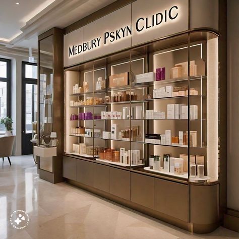 Cosmetic Salon Interior, Pharmacy Aesthetic, Perfume Counter, Cosmetics Store, Pharmacy Design, Aesthetic Clinic, Skin Care Shopping, Cafe Interior Design, Store Design Interior