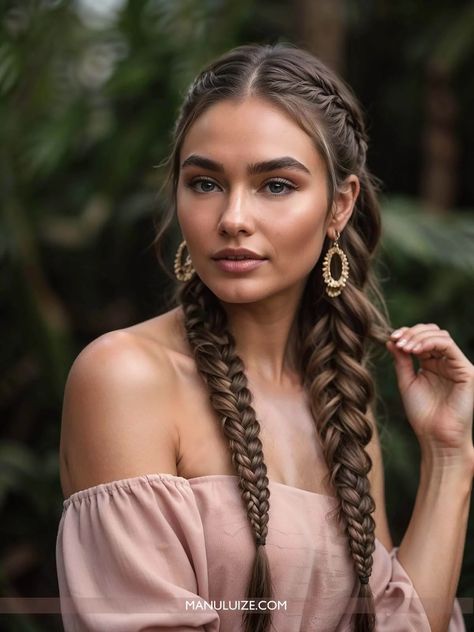 Biracial Braided Hairstyles, Fishbraids Hairstyles, Makeup With Braids, Protective Hairstyles For White Women, Tight Braided Hairstyles, Long Dutch Braids, Professional Braids For Work, Nordic Hairstyles Women, Double Braids Hairstyles