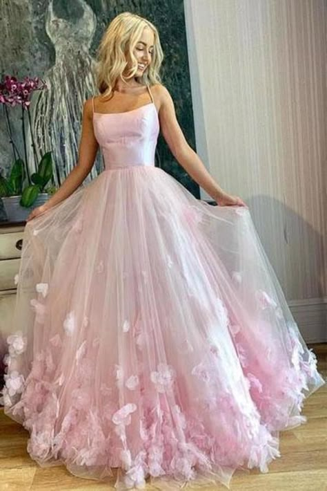 9aa42b31882ec039965f3c4923ce901bdesc47600898ri Pink Tulle Prom Dress, Trendy Prom Dresses, Stunning Prom Dresses, Spaghetti Strap Prom Dress, Pink Prom Dress, Pink Prom, Prom Dress Inspiration, Cute Prom Dresses, Girly Dresses