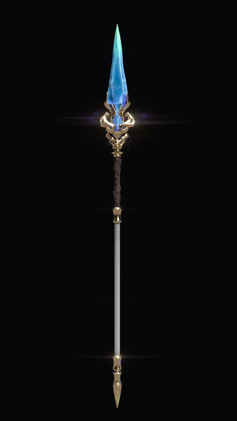 Magic Staff Fantasy Art, Double Sided Spear Concept Design, Lance Concept Art, Cool Spears Design, Fantasy Spear Art, Spear Fantasy Art, Magic Amulet Fantasy Art, Fantasy Polearm, Spear Designs Art