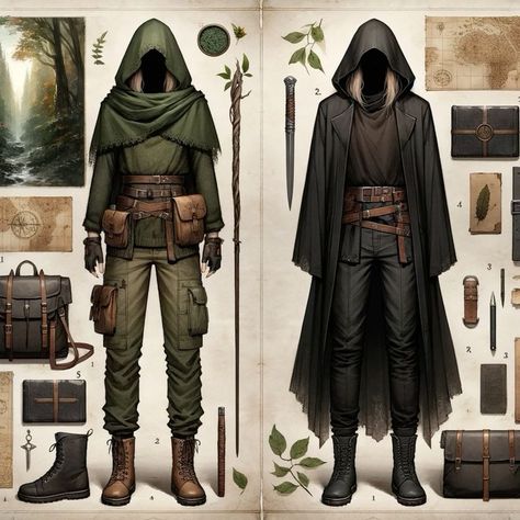 Fantasy Aesthetic Outfits Forest, Fantasy Clothing Adventure, Dnd Druid Outfit Male, D&d Character Inspiration, Dnd Outfits Inspiration Male, Adventure Clothes Fantasy, Fantasy Adventurer Outfit, Fantasy Traveler Outfit, Dnd Fashion