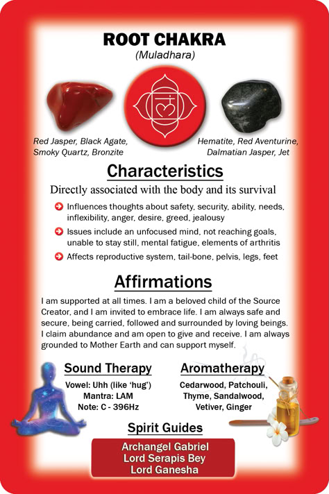 Root Chakra Healing Card - Front View. Created and distributed by Deep Healing Light. Root Chakra Meditation, Meditation Symbols, Chakra Healing Meditation, Hand Mudras, Chakra Health, Root Chakra Healing, Medical Herbs, The Healer, Chakra Affirmations