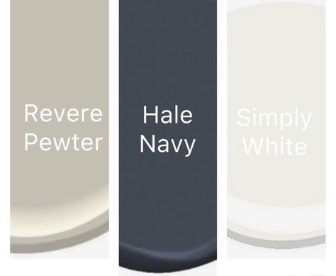 Hale navy and revere pewter - wall and kitchen cabinets Skoolie Interior, Navy Shutters, Exterior Updates, Hale Navy, Revere Pewter, Diy Tree, Dark Furniture, Simply White, Office Makeover