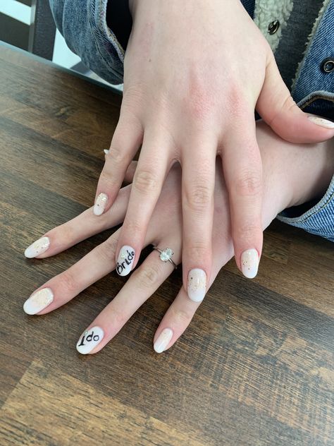 Bride Nashville Nails, Bach Trip Nails, Nail Ideas For Bachelorette Party, Bride To Be Nails, Bachelorette Trip Nails The Bride, Bachelorette Party Nail Ideas, I Do Nails For Bride, Wedding Nails For Bride With Initials, Hen Nails Art