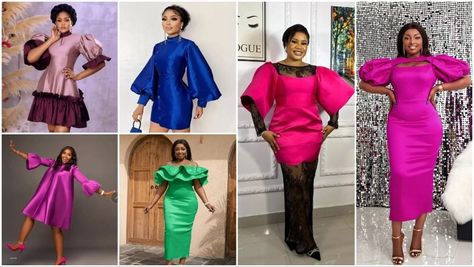 Mikado Dress Styles, Mikado Silk Dress Nigeria, Mikado Gown Styles, Mikado Styles, Flare Short Gown, Short Flare Gown, Ankara Short Flare Gowns, English Outfit, Mikado Gown