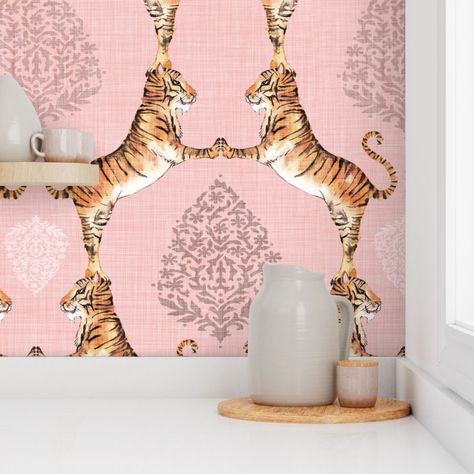 Damask Rose, Big Cat, Oui Oui, Dream House Decor, My New Room, Of Wallpaper, Pink Wallpaper, Stick Wallpaper, Rose Pink