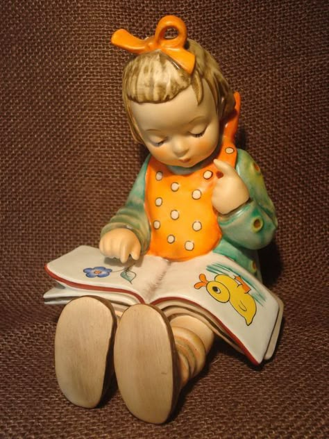 10 Most Valuable Hummel Figurines: Value and Price Guide Hummel Figurines Vintage, Hummel Figurines Antiques, Goebel Figurines, Figurine Collection, Goebel Hummel, Craft Logo, Hummel Figurines, Boys Playing, Book Worm