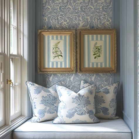 English Eclectic, Traditional Gallery Wall, Charlotte Apartment, Ash Core, Chinoiserie Wallpaper Panels, Guests Bedroom, Peace Place, Blue And Pink Bedroom, Farmhouse Artwork