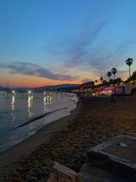 French Night Aesthetic, Cannes Aesthetic Beach, Canne Aesthetic, South France Beach, Cannes France Beach, Cannes Italy, Summer Vibes Night, French Summer Aesthetic, Envy Aesthetic