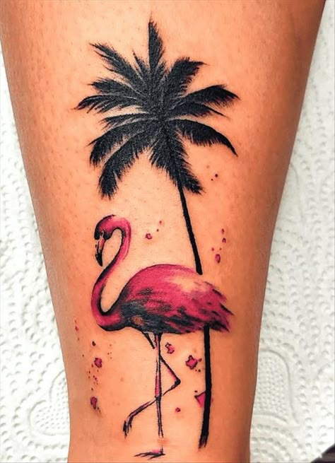 Flamingo With Palm Tree Tattoo, Palm Tree Flamingo Tattoo, 3 Elephant Tattoo, Flamingo Tattoo Meaning, Flamingo Tattoos For Women, Pink Flamingo Tattoo, Tattoo Flamingo, Flamingo Tattoos, Dogwood Tattoo