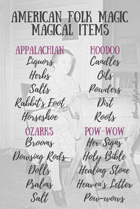 American Folk Magic: Types of folk magic and their common magical items. Ozark Folk Magic, The Poisonwood Bible Aesthetic, Appalachian Magic Folk, Appalachian Folk Medicine, Appalachian Granny Witchcraft, Granny Magic Appalachian, Appalachian Magic, Grimoire Inspiration, Granny Magic