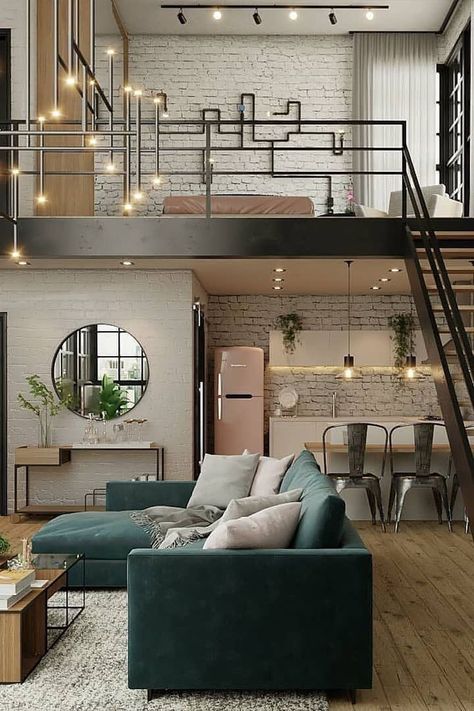 Loft Houses, Small Loft Apartments, Loft Apartment Industrial, Loft Apartment Decorating, Industrial Loft Design, Loft Inspiration, Loft House Design, Loft Interior Design, Tiny House Loft