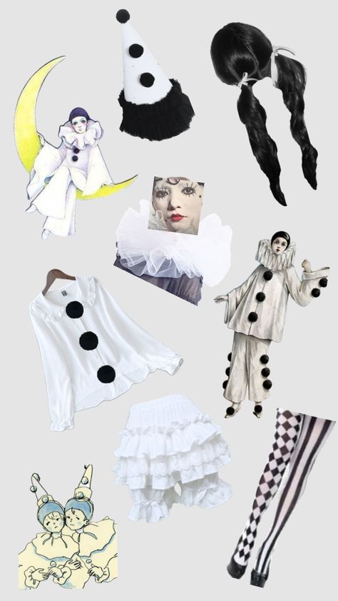 pierrot clown Clown Circus Aesthetic, Pierrot Outfit, Pierrot Aesthetic, Parrot Costume, Pierrot Clown, Circus Aesthetic, Face Chart, Clown Costume, Connect With People