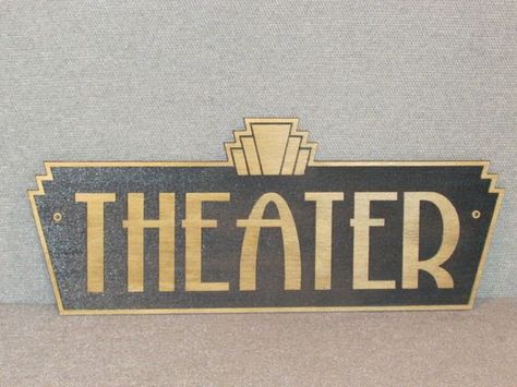 Vintage Style ART Deco Theater Sign Movie BOX Office Home Theater ... Art Deco Branding, Theater Sign, Art Deco Theater, Cinema Sign, Theater Decor, Art Deco Sign, Theatre Sign, Movie Room Decor, Movie Decor