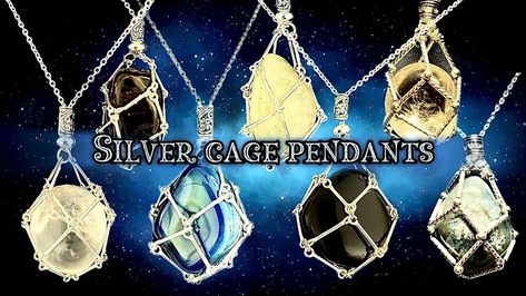 Crystal Cage Diy, How To Make A Cage For Crystals, Diy Stone Cage Necklace, Crystal Cage Necklace, Diy Wire Cage Pendant, Caged Necklace, Crystal Holder, Diy Metal, Necklace Tutorial