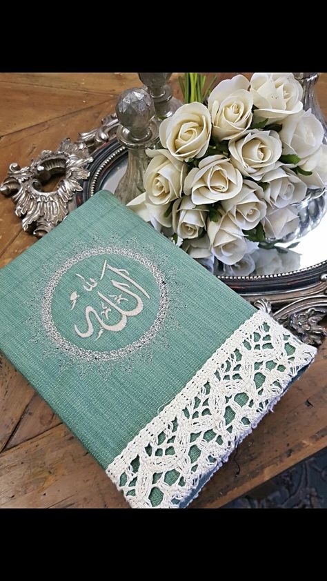 @princesssia Quran Cover Design Fabric, Quran Cover Design Diy, Quran Covers, Quran Sharif, Islamic Things, Quran Wallpaper, Wedding Gift Pack, Fabric Book Covers, Kids Worksheets