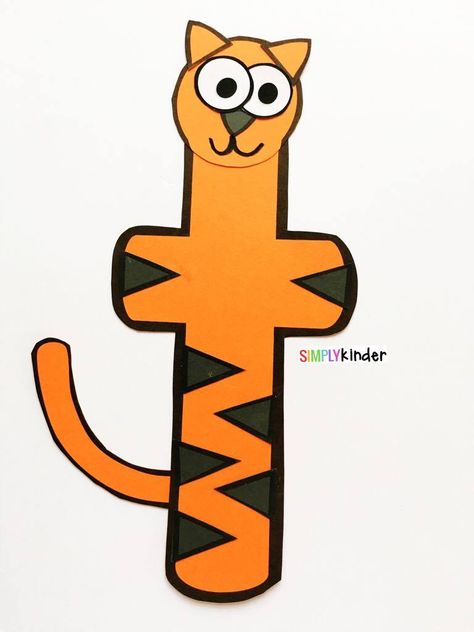 Alphabet Notebooks with Lower Case Alphabet Crafts and Printables - Letter T Alphabet Craft Lower Case T Crafts For Preschool, Letter T Crafts For Preschool Activities, Lowercase T Craft, T Crafts For Preschool, Letter T Crafts For Preschool, Teaching Letters And Sounds, Tiger Craft, Letter T Crafts, Letter T Activities