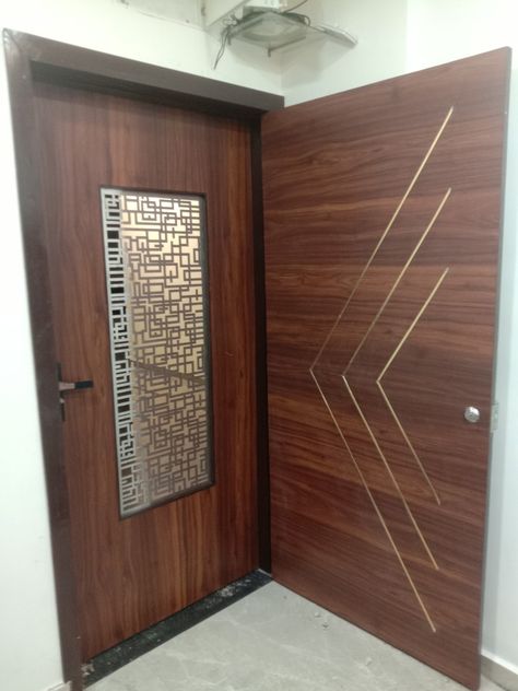 Door Design With Golden Strip, Main Door Design Photos, Door Design Photos, False Ceiling Living Room, Room Door Design, Wooden Door Design, Main Door Design, Room Door, Main Door