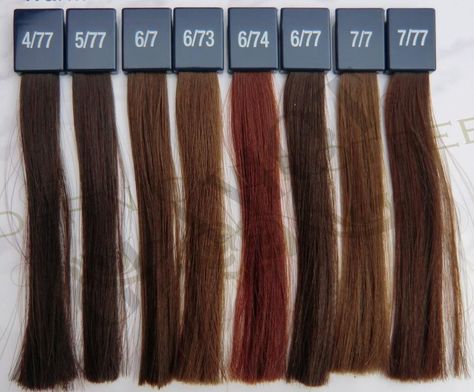 Wella Professionals Koleston Perfect ... Wella Colour Chart, Wella Hair Color Chart, Warm Brown Hair Color, Brown Hair Color Chart, Deep Brown Hair, Hair Color Swatches, Brown Hair Trends, Schwarzkopf Hair Color, Warm Brown Hair