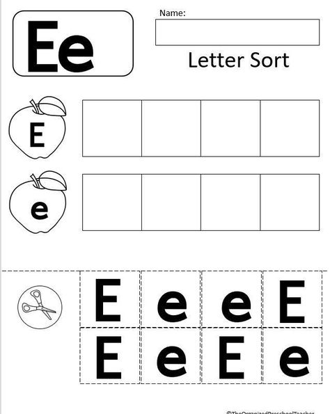 Letter E Worksheet, E Worksheet, Letter E Activities, Letter E Craft, Letter Sorting, Letter Sort, Worksheet Preschool, Alphabet Worksheets Preschool, Bumbo