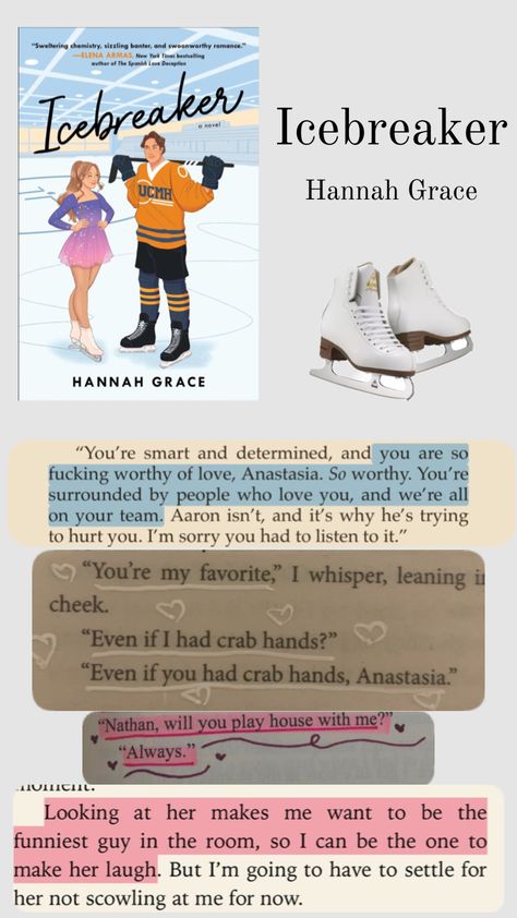 #icebreaker #book #reading Ice Breakers Book, Icebreakers Book Aesthetic, Icebreakers Book, Icebreaker Bookmark, Icebreaker Uber Scene Book, Icebreaker Book Qoutes, Icebreaker Book, Hannah Grace, Grace Quotes