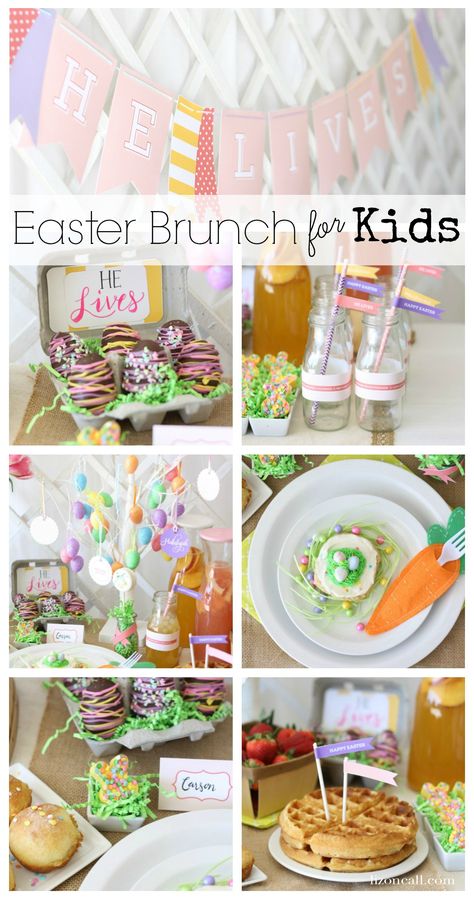 Put together a fun and festive Easter brunch for kids. Help them remember the reason for Easter with all these fun details. Brunch Ideas For Kids, Brunch For Kids, Prek Easter, Easter Brunch Kids, Easy Brunch Menu, Creative Easter Eggs, Food Quiz, Kids Help, Easter Brunch Food