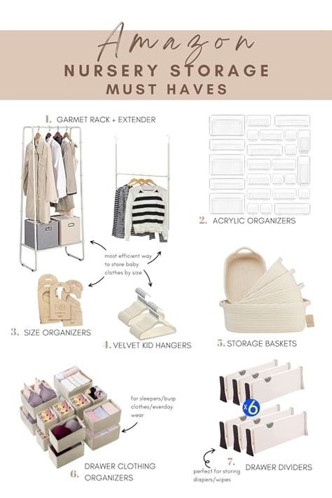 Aylin Rosales's Amazon Page Storage Must Haves, Amazon Nursery, Nursery Must Haves, Storing Baby Clothes, Room Organization Bedroom, Kids Hangers, Baby Room Organization, Baby Registry Must Haves, Amazon Baby