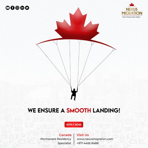 Immigration Poster Design, Canada Immigration Posters, Visa Consultancy Social Media Post, Canada Immigration Post, Canada Immigration Creative Ads, Study Creative Ads, Immigration Post Design, Immigration Creative Ads, Study Abroad Creative Ads