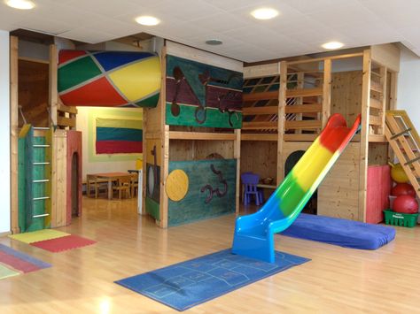 Indoor playground for basement Indoor Playset, Indoor Play Area, Indoor Playroom, Indoor Playhouse, Basement Playroom, Kids Basement, Kids Gym, Sensory Room, Playroom Design