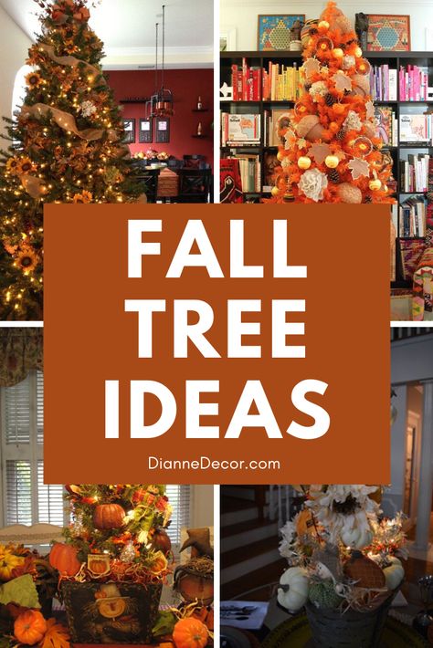 Fall decorating is in full swing and the new season brings fresh ideas for how to decorate your home. One of those ideas is a fall tree.    #harvesttree #fallharvesttree #falltree #falldecor #falldecoratingideas #homedecorating November Tree Decorations, Autumn Christmas Tree Decorating Ideas, Fall Tree Indoor, Diy Thanksgiving Tree, Thanks Giving Tree Ideas, Fall Decor Tree Ideas, Christmas Tree With Fall Decorations, Harvest Christmas Tree Ideas, Halloween Tree Ideas Indoor