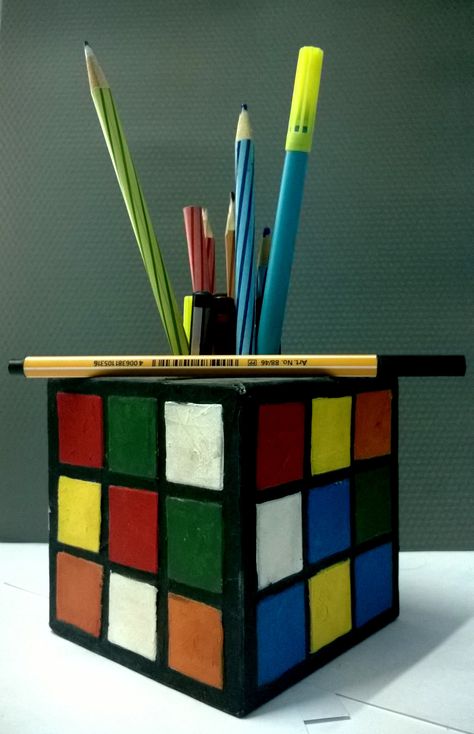 Handmade Rubik's cube pen holder Cube Decor, Geometric Photography, Ceramic Projects, Rubix Cube, Cube Design, Ceramics Ideas, Rubik's Cube, Ceramics Projects, Art Drawings Sketches Creative